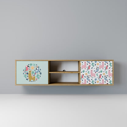 Mobile TV a 2 ante COLORFUL ALPACAS in effetto rovere