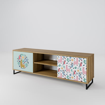 Mobile TV a 2 ante COLORFUL ALPACAS in effetto rovere