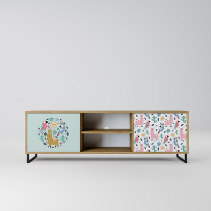 Mobile TV a 2 ante COLORFUL ALPACAS in effetto rovere