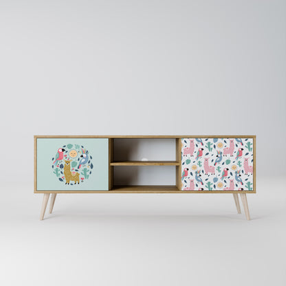 Mobile TV a 2 ante COLORFUL ALPACAS in effetto rovere