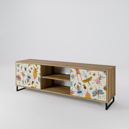Mobile TV a 2 ante COLORFUL INSETTI in effetto rovere