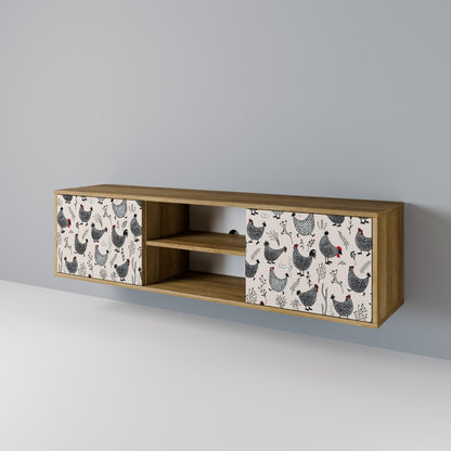 HAPPY HENS 2-Door TV Stand in Oak Effect