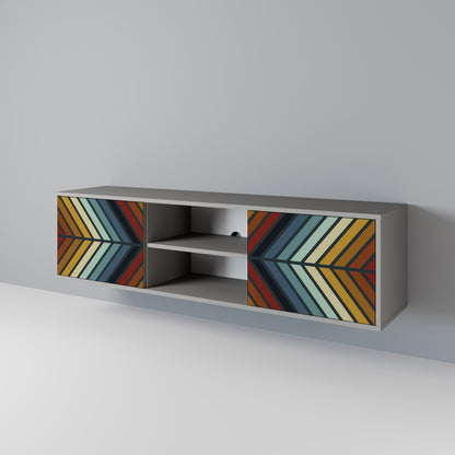 INDIGENOUS ZIGZAG 2-Door TV Stand in Grey Finish