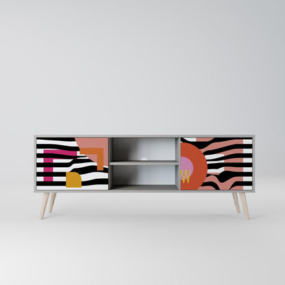 CHROMATIC ABSTRACT 2-Door TV Stand in Grey Finish