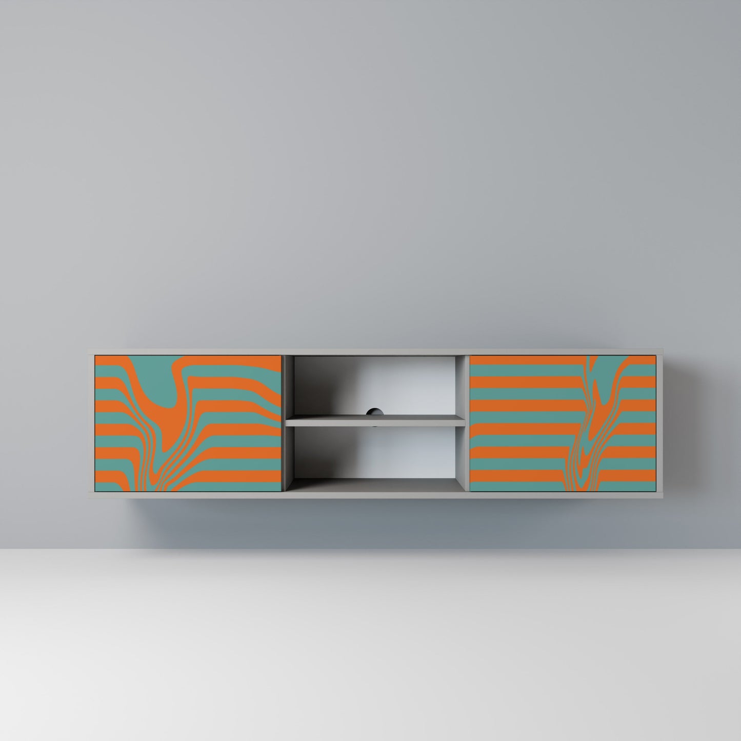 LINE COLLAPSE 2-Door TV Stand in Grey Finish