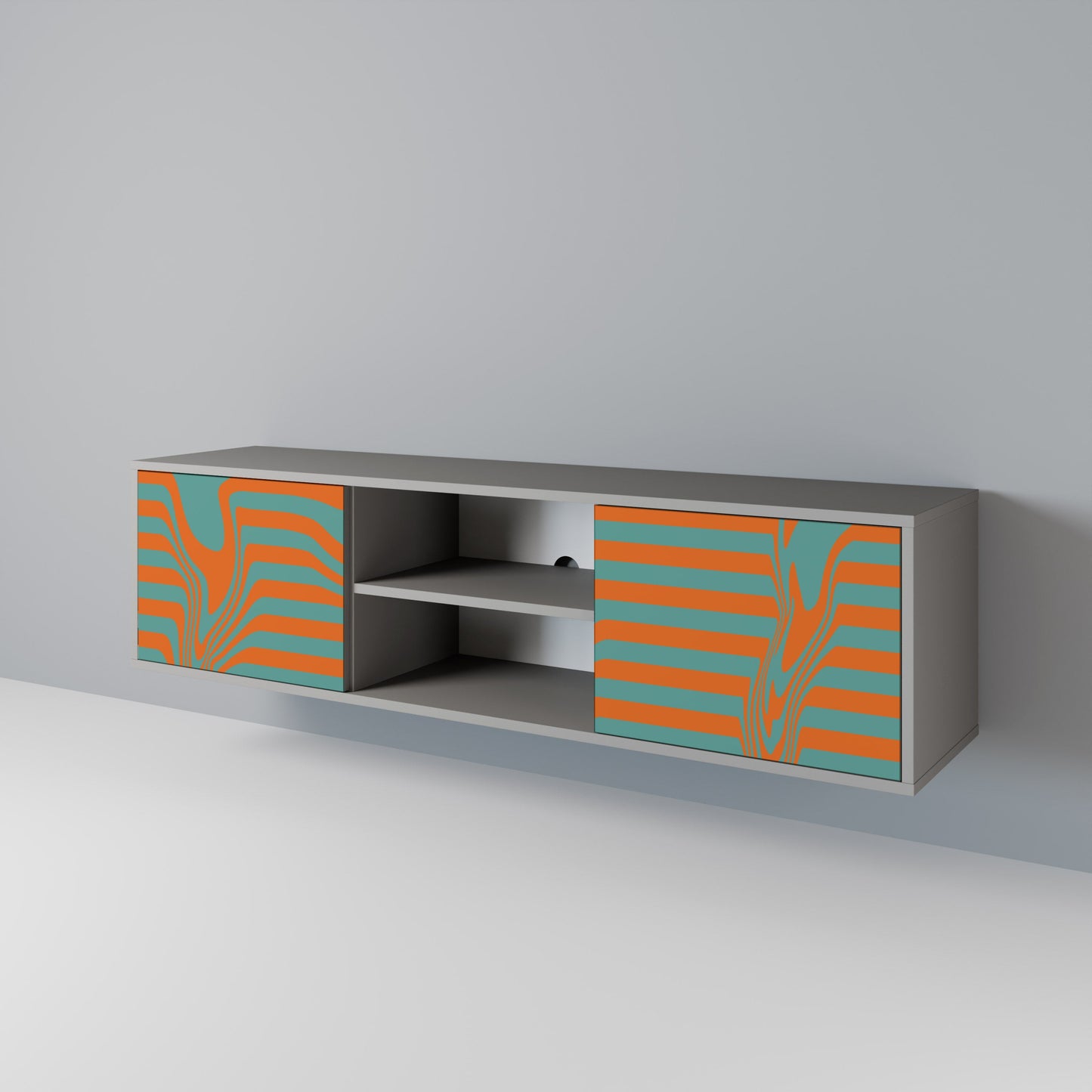 LINE COLLAPSE 2-Door TV Stand in Grey Finish