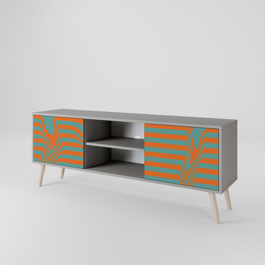 LINE COLLAPSE 2-Door TV Stand in Grey Finish