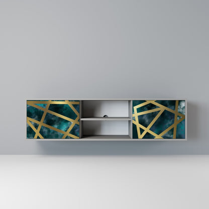 THE LABYRINTH OF GOLD 2-Door TV Stand in Grey Finish