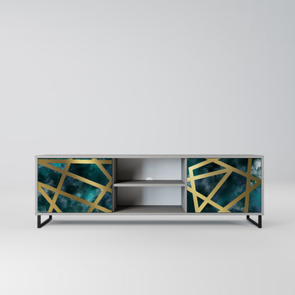 THE LABYRINTH OF GOLD 2-Door TV Stand in Grey Finish