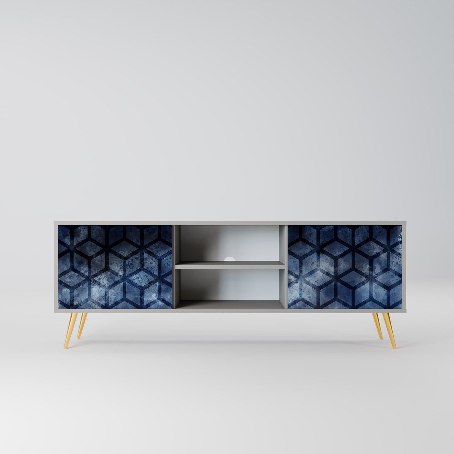 CUBIC MIST 2-Door TV Stand in Grey Finish