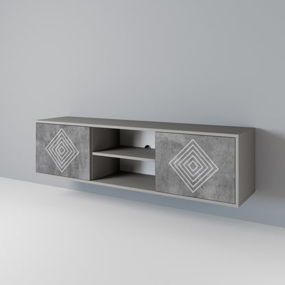 POLYGONAL ARTISTRY 2-Door TV Stand in Grey Finish