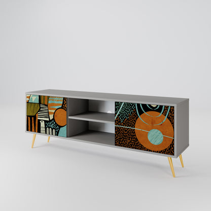 GEODE GLIMMER 2-Door TV Stand in Grey Finish