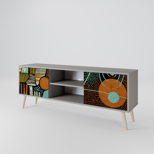 GEODE GLIMMER 2-Door TV Stand in Grey Finish