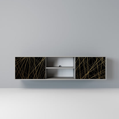 BRIGHT MESH 2-Door TV Stand in Grey Finish