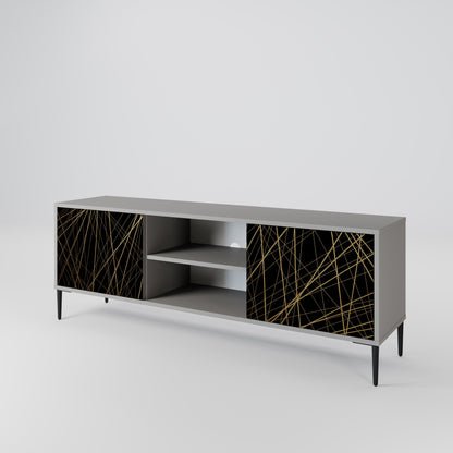 BRIGHT MESH 2-Door TV Stand in Grey Finish