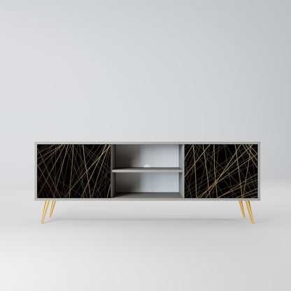 BRIGHT MESH 2-Door TV Stand in Grey Finish