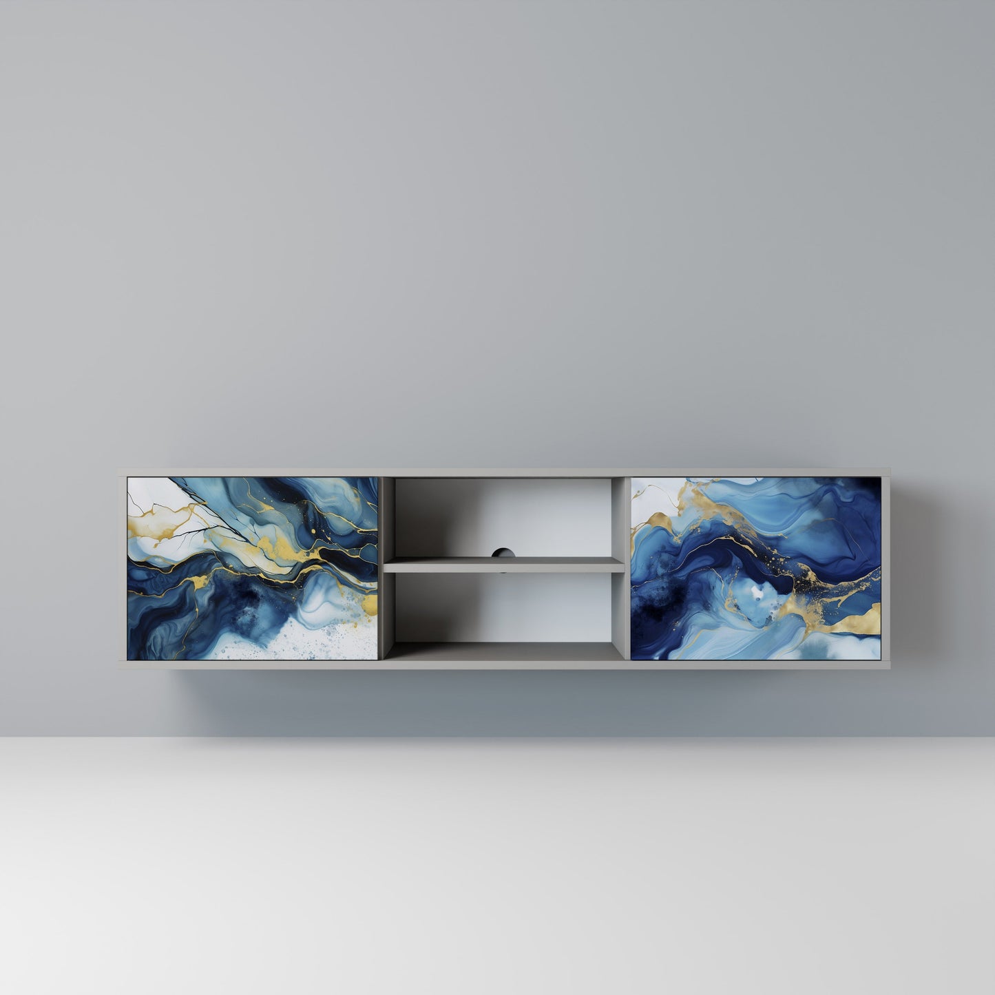 Mobile TV INKY MARBLE a 2 ante in finitura grigia