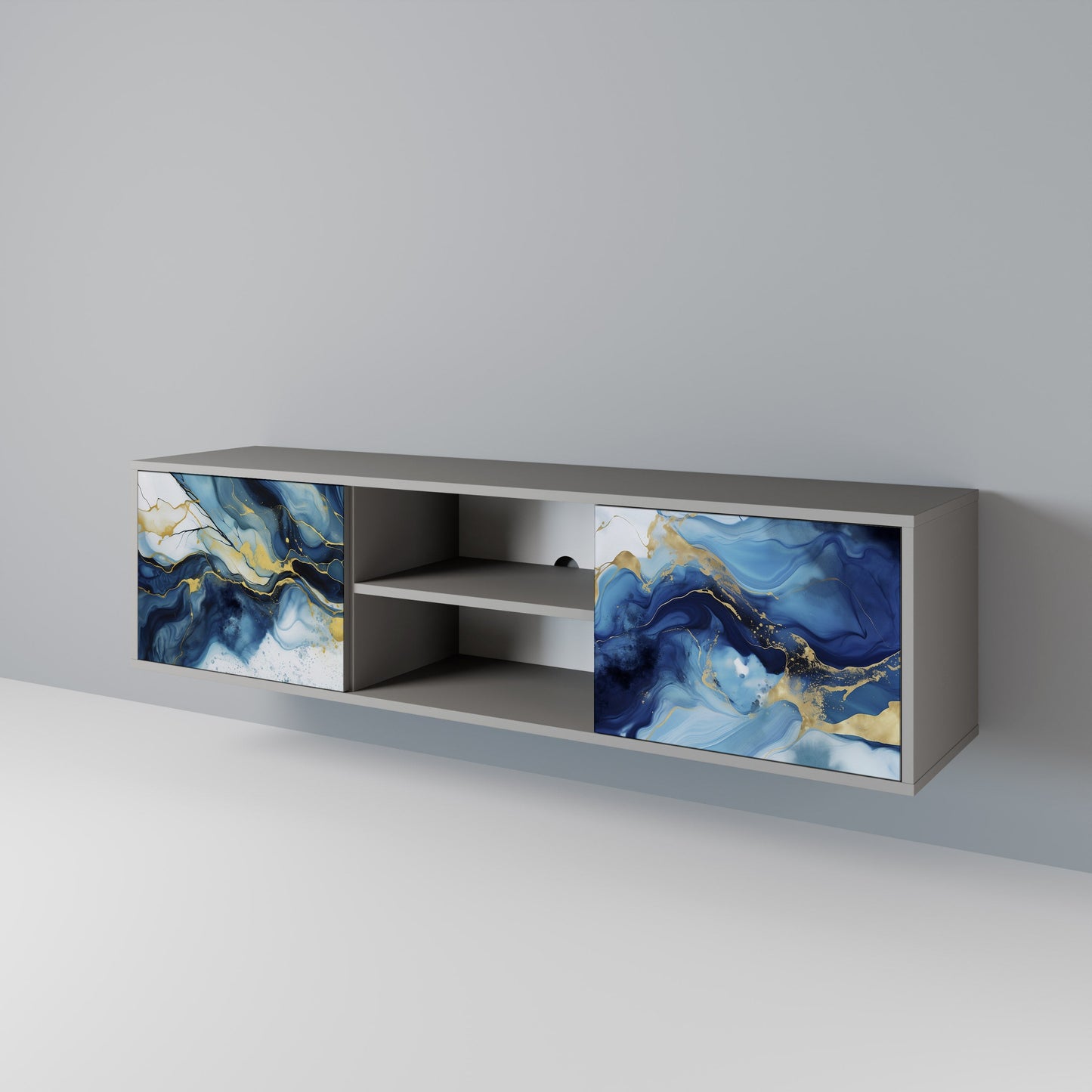 Mobile TV INKY MARBLE a 2 ante in finitura grigia