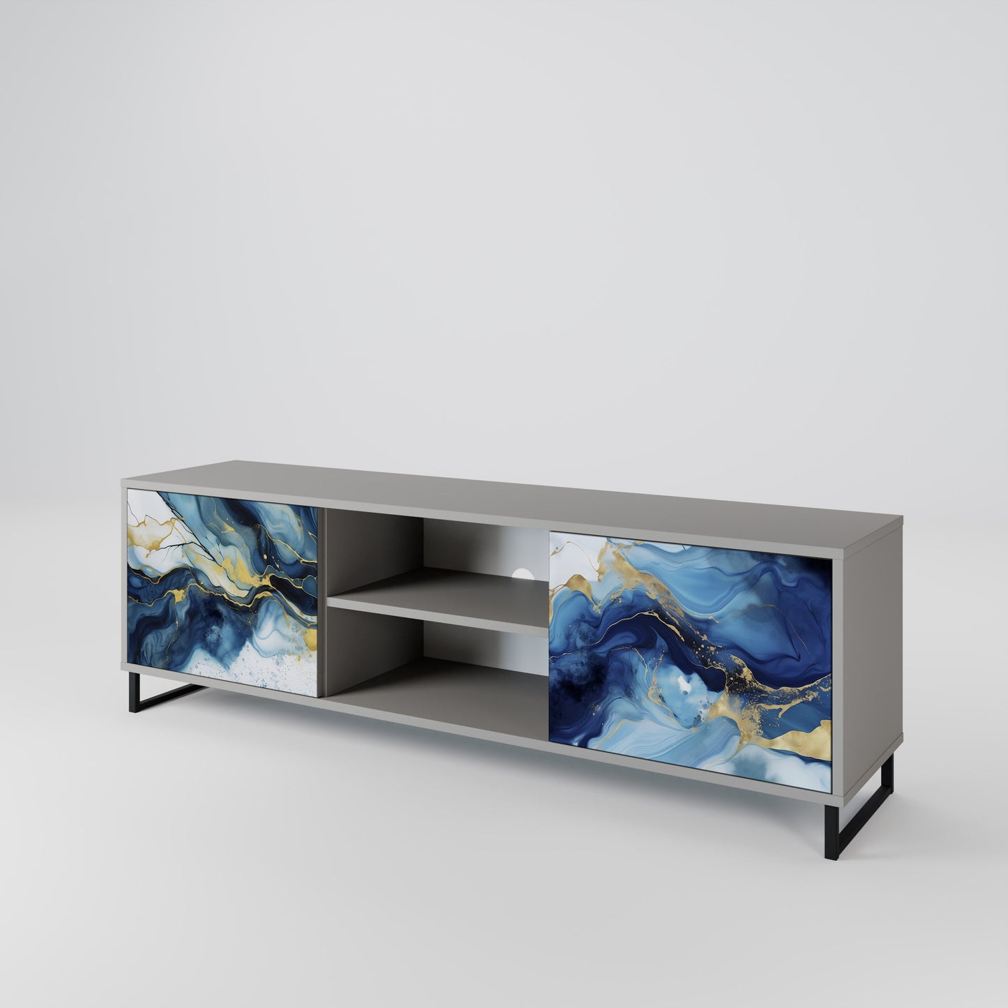 Mobile TV INKY MARBLE a 2 ante in finitura grigia