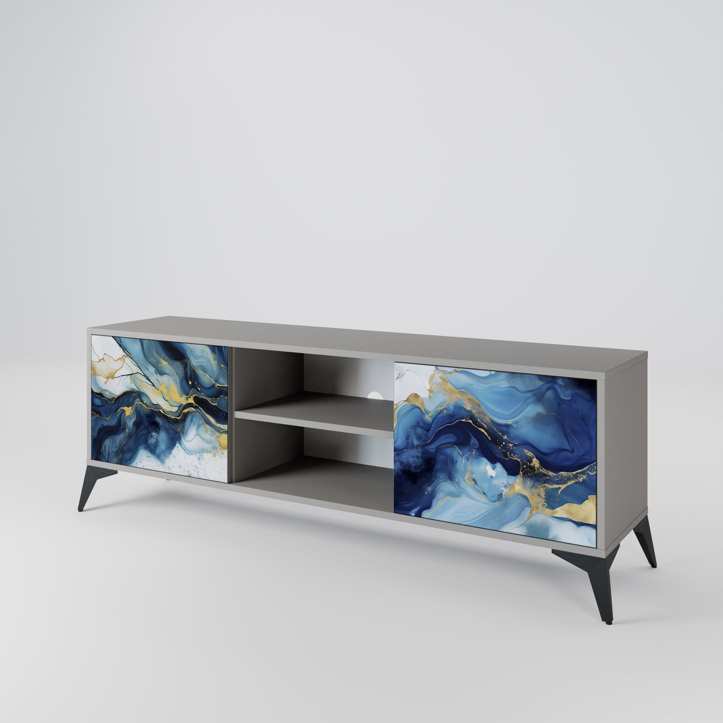 Mobile TV INKY MARBLE a 2 ante in finitura grigia