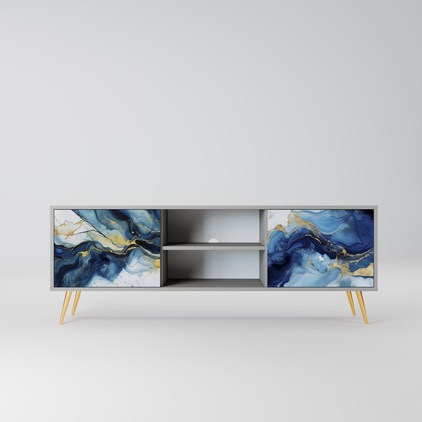 Mobile TV INKY MARBLE a 2 ante in finitura grigia