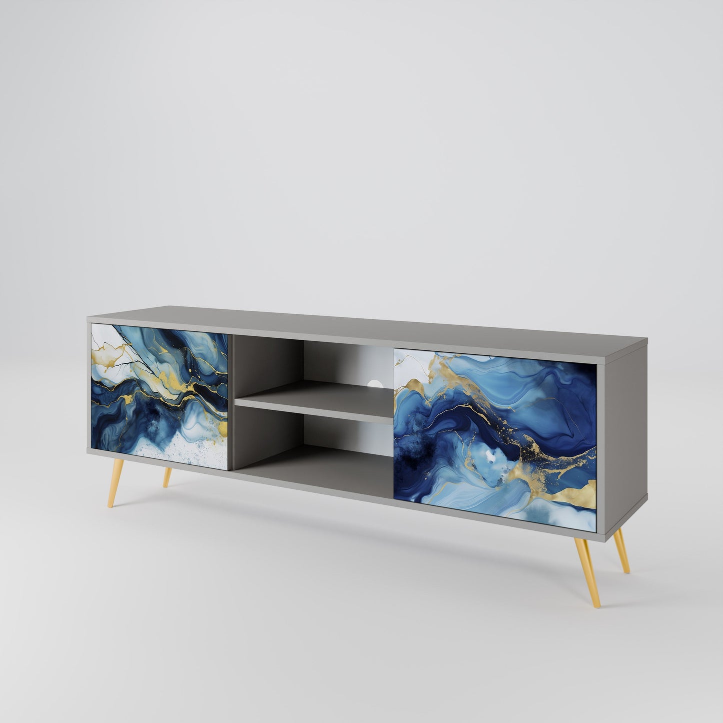 Mobile TV INKY MARBLE a 2 ante in finitura grigia
