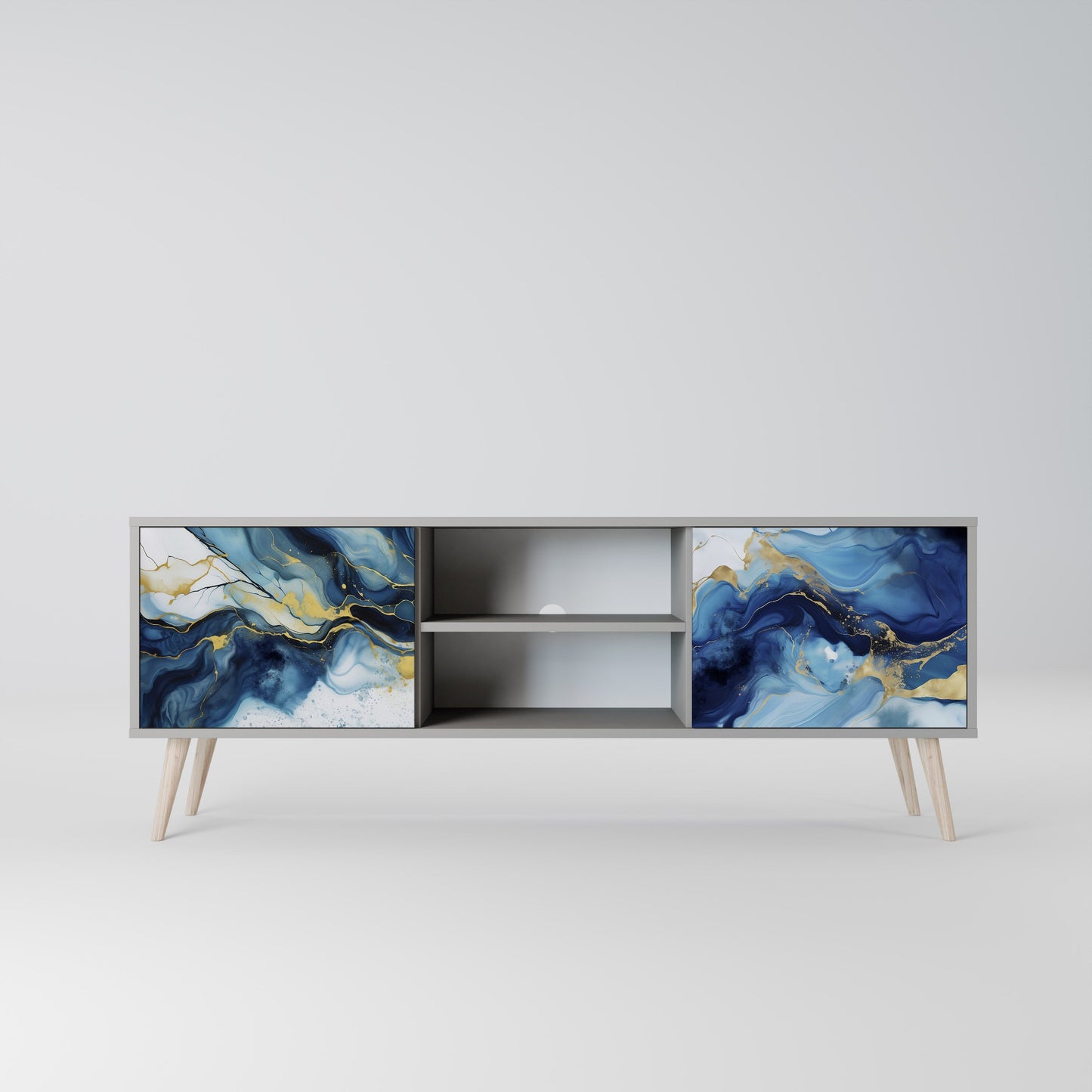 Mobile TV INKY MARBLE a 2 ante in finitura grigia