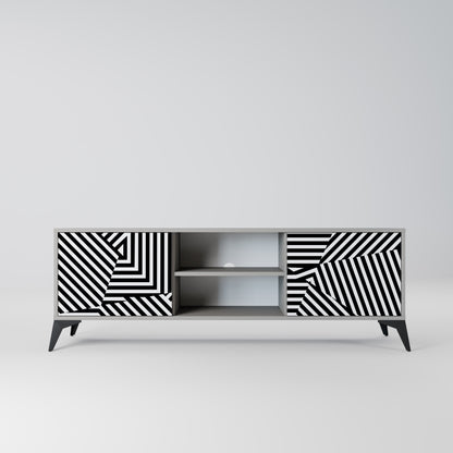 ILLUSIONARY LATTICE 2-Door TV Stand in Grey Finish