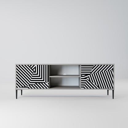 ILLUSIONARY LATTICE 2-Door TV Stand in Grey Finish