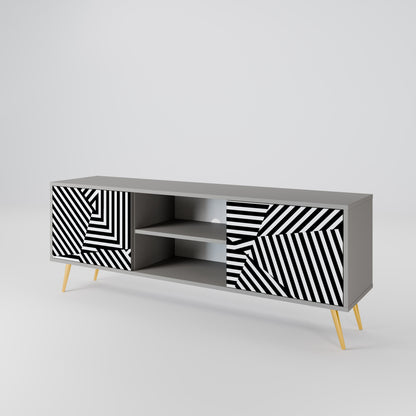 ILLUSIONARY LATTICE 2-Door TV Stand in Grey Finish
