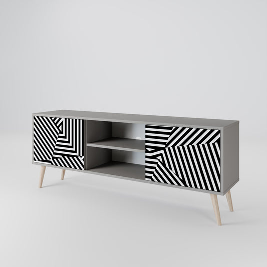ILLUSIONARY LATTICE 2-Door TV Stand in Grey Finish