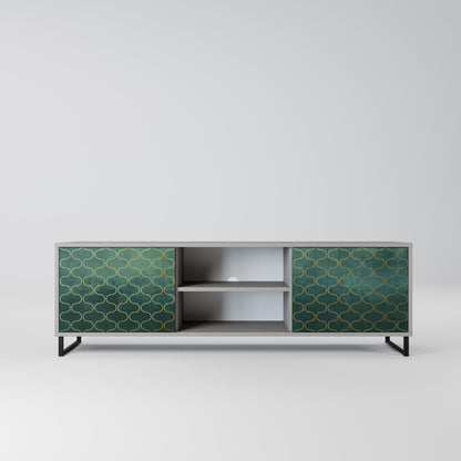 TESSELATED GREENERY 2-Door TV Stand in Grey Finish