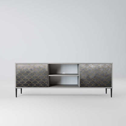 TESSELATED GRAYISH 2-Door TV Stand in Grey Finish
