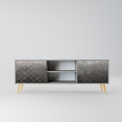 TESSELATED GRAYISH 2-Door TV Stand in Grey Finish