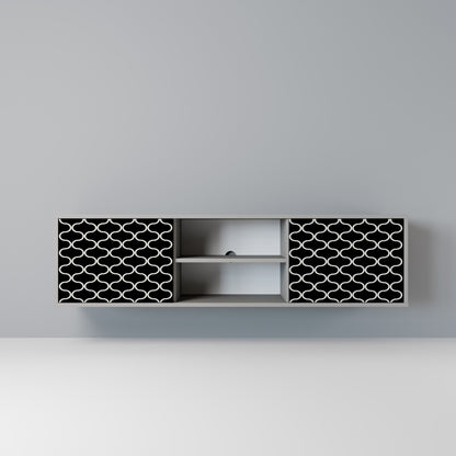 TESSELATED BLACKNESS 2-Door TV Stand in Grey Finish