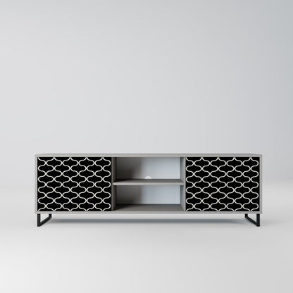 TESSELATED BLACKNESS 2-Door TV Stand in Grey Finish