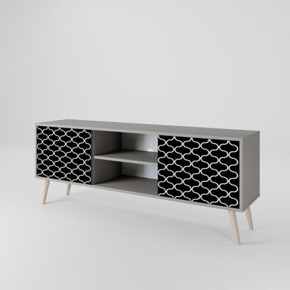 TESSELATED BLACKNESS 2-Door TV Stand in Grey Finish