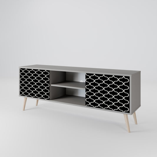 TESSELATED BLACKNESS 2-Door TV Stand in Grey Finish