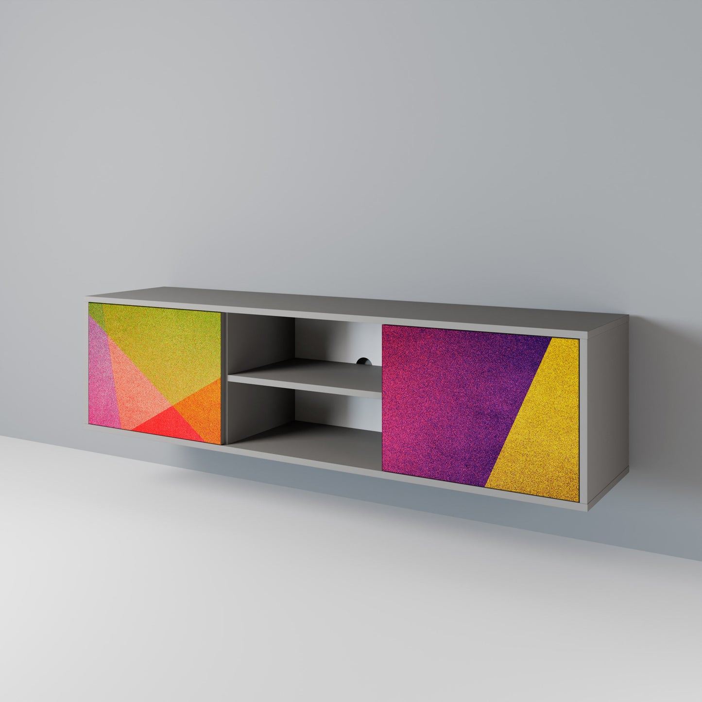 VIVID GEOMETRY 2-Door TV Stand in Grey Finish