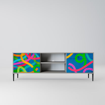 STREAMER TANGLE 2-Door TV Stand in Grey Finish