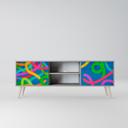 STREAMER TANGLE 2-Door TV Stand in Grey Finish
