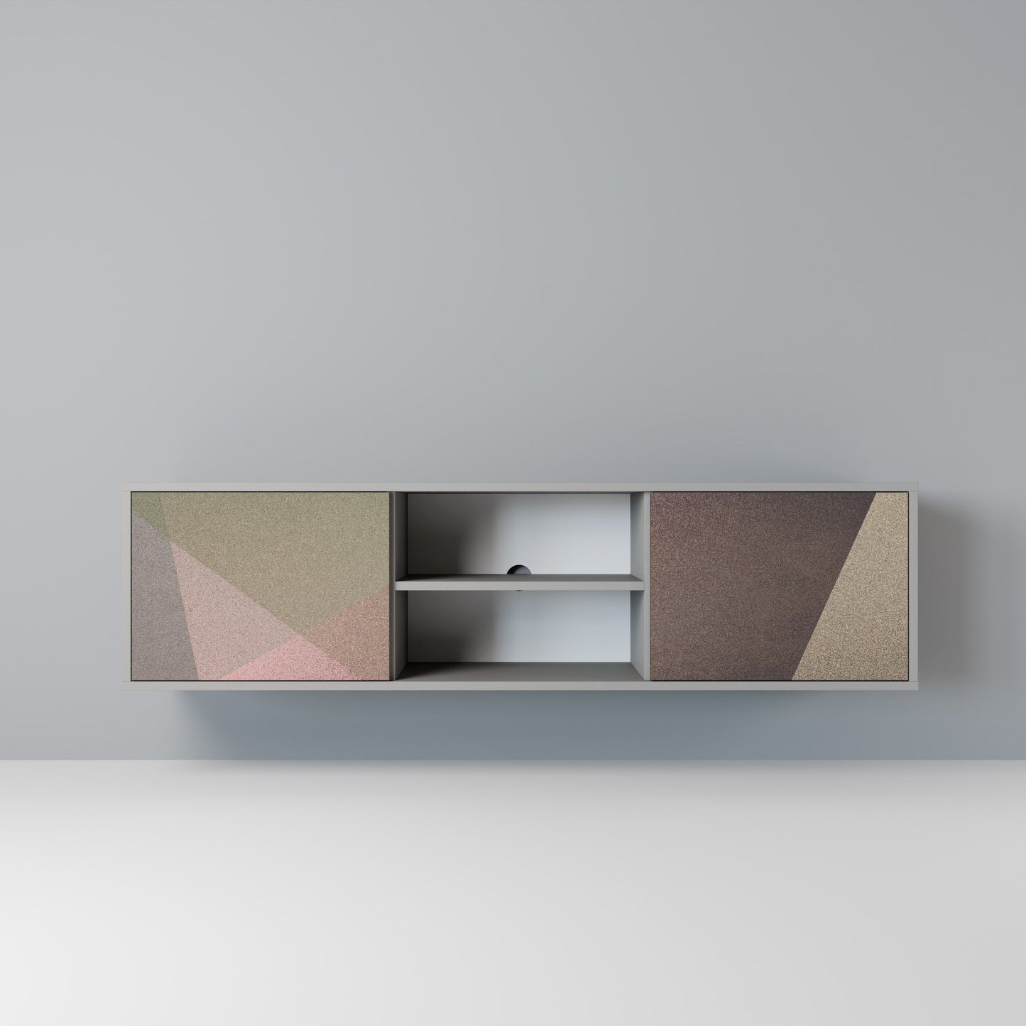Mobile TV a 2 ante BEIGE GEOMETRY in finitura grigia