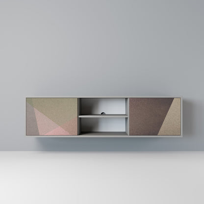 Mobile TV a 2 ante BEIGE GEOMETRY in finitura grigia