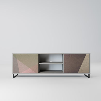 Mobile TV a 2 ante BEIGE GEOMETRY in finitura grigia