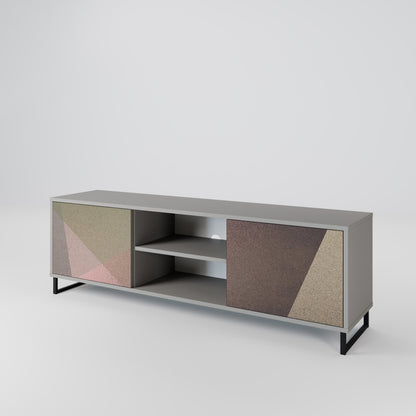 Mobile TV a 2 ante BEIGE GEOMETRY in finitura grigia
