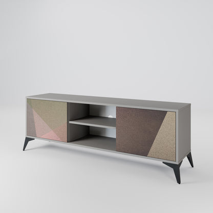Mobile TV a 2 ante BEIGE GEOMETRY in finitura grigia