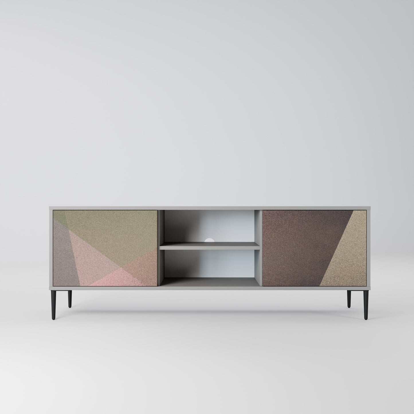Mobile TV a 2 ante BEIGE GEOMETRY in finitura grigia