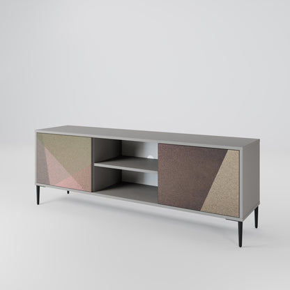 Mobile TV a 2 ante BEIGE GEOMETRY in finitura grigia