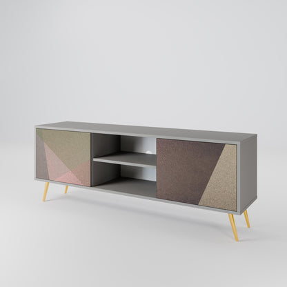 Mobile TV a 2 ante BEIGE GEOMETRY in finitura grigia