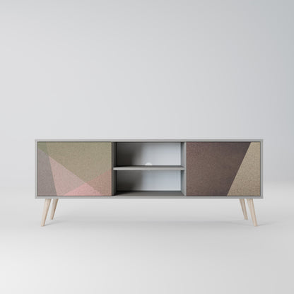 Mobile TV a 2 ante BEIGE GEOMETRY in finitura grigia
